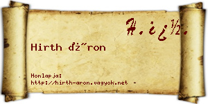 Hirth Áron névjegykártya